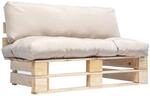 vidaXL Holz Palettensofa mit Sandfarbigen Kissen Palettenauflage Palettenkissen