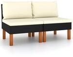 vidaXL 2X Eukalyptusholz Massiv Mittelsofa Sofa Lounge Gartensofa Einzelsofa