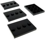 4 x Lego System Bau Platte schwarz 3 x 4 Fliese mit 4 Noppen in der Mitte Figur...