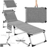 tectake&reg; Sonnenliege mit Dach, Liege klappbar mit Kopfkissen + Seitentasche,