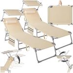 tectake&reg; 2er Set Sonnenliege klappbar und tragbar, Liege mit Seitentasche,