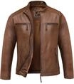 Amaci&Sons Herren Echtleder Jacke Biker Zipper Lederjacke 9108 Cognac L