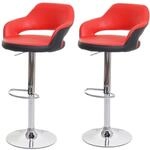 Mendler 2er-Set Barhocker HWC-F16 mit Lehne Kunstleder - rot-schwarz
