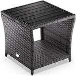 Casaria&reg; Polyrattan Beistelltisch mit WPC Tischplatte 45x45x40 cm 80 kg