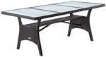 Casaria&reg; Polyrattan Gartentisch 190x90x74cm mit Ablage Glas Tischplatte