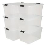 Iris Ohyama Aufbewahrungsbox mit Deckel, 45L, 6er-Set, Transparent,
