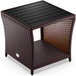 Casaria&reg; Polyrattan Beistelltisch mit WPC Tischplatte 45x45x40cm 80 kg...