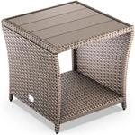 CASARIA&reg; Polyrattan Beistelltisch mit WPC Tischplatte 45x45x40cm 80 kg...
