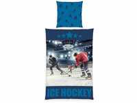 Herding Bettwäsche Eishockey, Kopfkissenbezug 80 x 80 cm mit Reißverschluss und