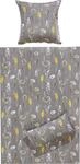 REDBEST Bettw&auml;sche Single-Jersey grau-gelb-wei&szlig; Gr&ouml;&szlig;e 1x 135x200 cm + 1x 40x80 cm