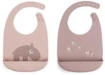 Done by Deer Silikon L&auml;tzchen 2 Pack Ozzo Rosa - Weiche wasserdichte Baby Bibs mit