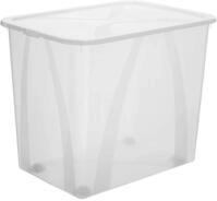 Rotho Lona Aufbewahrungsbox 70l mit Deckel und Rollen, lebensmittelechter Kunststoff,