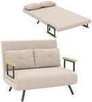 HOMCOM Schlafsofa 4 in 1 mit Schlaffunktion Samtoptik 183x98,5cm Beige