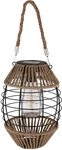 GLOBO LIGHTING Solarleuchte mit Seil, Gitter Metall schwarz H&ouml;he 40,5cm