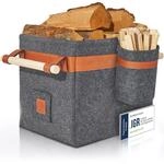OAKAGE&reg; Holzkorb f&uuml;r Kaminholz Gro&szlig; mit Z&uuml;ndholzkorb [Integrierter Metallrahmen