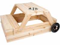 Small Foot Sandboxen Sandkasten mit Sitzgruppe und Matschtisch aus Holz, 3-in-1