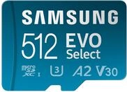 Samsung EVO Select (2024) microSD-Karte + SD-Adapter, 512 GB, Speicherkarte f&uuml;r