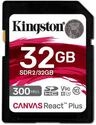 Kingston Canvas React Plus 32GB SDHC Speicherkarte UHS-II 300R/260W U3 V90 for Full