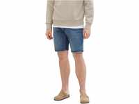 TOM TAILOR Herren Slim Jeans Bermuda Shorts mit Stretch, mid stone wash denim, 34