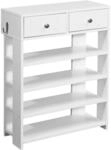Wohnling Design Schuhregal 60 x 79 x 24 cm Flurregal Wei&szlig;, Regal mit Zwei
