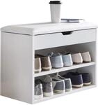 Wohnling Schuhbank 60x30x40 cm Wei&szlig; mit Sitzfl&auml;che, Garderobenbank | Sitzbank...