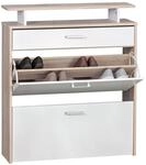 Wohnling Schuhkipper 80x24x95 cm Sonoma Eiche mit Schublade | Schuhschrank...