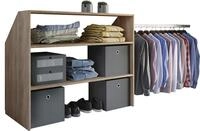VCM Holz Kleiderschrank | offener Schrank | begehbarer Kleiderregal | Dachschr&auml;gen