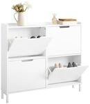 SoBuy Schuhschrank Schmal mit 4 Klappen &ndash; Platzsparender Schuhkipper f&uuml;r...