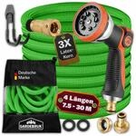 GARDEBRUK&reg; Flexibler Gartenschlauch 30m 3fach Latexkern Vollmessing Adapter...