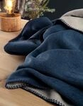 biederlack Wohndecke Duo Cotton Melange Baumwollmischung Marine-Silber Gr&ouml;&szlig;e