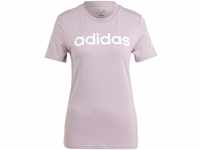 adidas Women's Essentials Slim Logo Tee T-Shirt, Preloved Fig/White, L