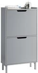 SoBuy Schuhschrank schmal mit 2 Klappen Platzsparender Schuhkipper Hoch Kommode