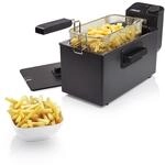 Princess Edelstahl Fritteuse (schwarz), 3 Liter (2000 Watt) mit Kaltzonenfunktion,