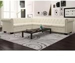 vidaXL Chesterfield Ecksofa, 6-Sitzer, Kunstleder, Wei&szlig;/Schwarz/Braun, 260 x 205 x