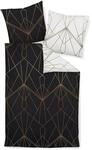 Janine Mako-Satin-Bettw&auml;sche J.D. 200x220 cm + 2X 80x80 cm bronzebraun-schwarz