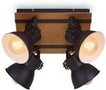 Briloner Leuchten Deckenlampe retro mit Holzbalken, 4-flammige Deckenleuchte vintage,