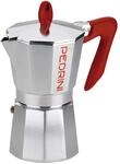 Pedrini 9086 Kaffettiera TZ (600 ml), Aluminium, silber / rot, 12 tazze
