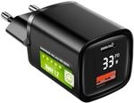 Eaxus&reg; USB A + USB C Ladeger&auml;t mit Display - 2 Port 33W USB Netzteil mit Power