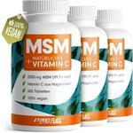 MSM 2000mg pro Tag + nat&uuml;rliches Vitamin C - 3x365 MSM Tabletten mit