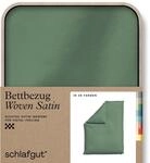 schlafgut Woven Satin Bettw&auml;sche 155x220cm Bettdecke Bezug einzeln, Green Mid...