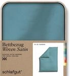 schlafgut Woven Satin Bettw&auml;sche 155x220cm Bettdecke Bezug einzeln, Petrol Mid...