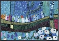 wash+dry Fu&szlig;matte, Stadt in Blau 75x120 cm, innen und au&szlig;en, waschbar