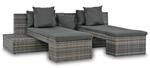 vidaXL Gartenm&ouml;bel 4-TLG. Grau Poly Rattan Sofa Lounge Sonnenliege Sitzgruppe