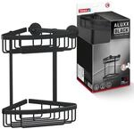 tesa ALUXX BLACK zweist&ouml;ckige Eck-Duschablage zur Wandmontage ohne Bohren, schwarz