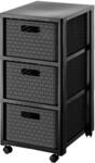 Rotho Country Rollcontainer mit 3 Schubladen in Rattan-Optik, Kunststoff (PP)