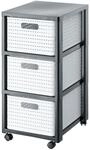 Rotho Country Rollcontainer mit 3 Schubladen in Rattan-Optik, Kunststoff (PP)