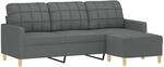 vidaXL Sofa 3 Sitzer, Couch mit Fu&szlig;hocker, Liegesofa f&uuml;r Wohnzimmer, Polstersofa
