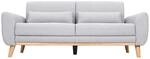 Miliboo Design-Sofa 3 Pl&auml;tze Stoff Hellgrau Eichenbeine EKTOR