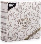 Papstar, 50 Servietten "ROYAL Collection" 1/4-Falz 40 cm x 40 cm braun "Damascato",