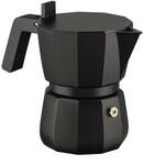 Alessi Moka DC06/3 B - Design Espressokocher aus Gu&szlig;aluminium, Griff und Knopf aus